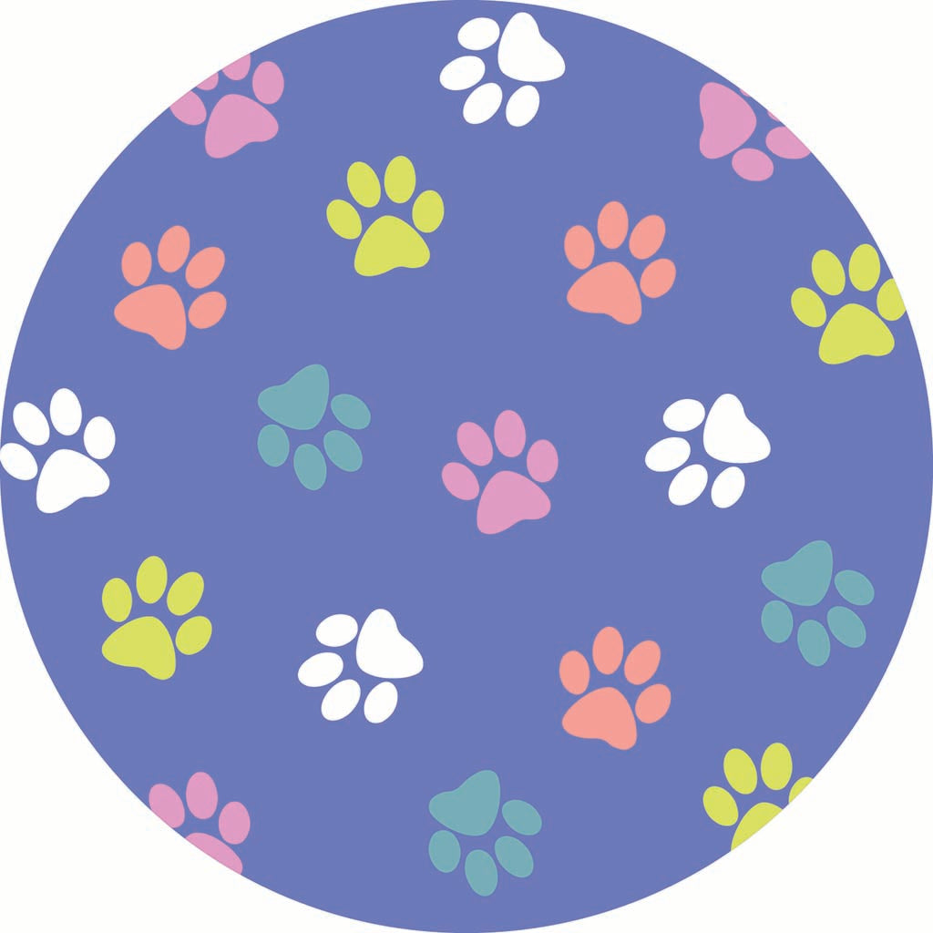Ceramic Round Coaster-Paw Pattern on Purple -7