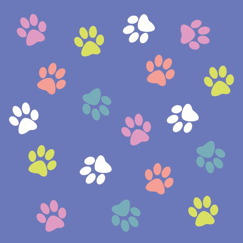 Ceramic Square Coaster-Colorful Paws Pattern Purple -7