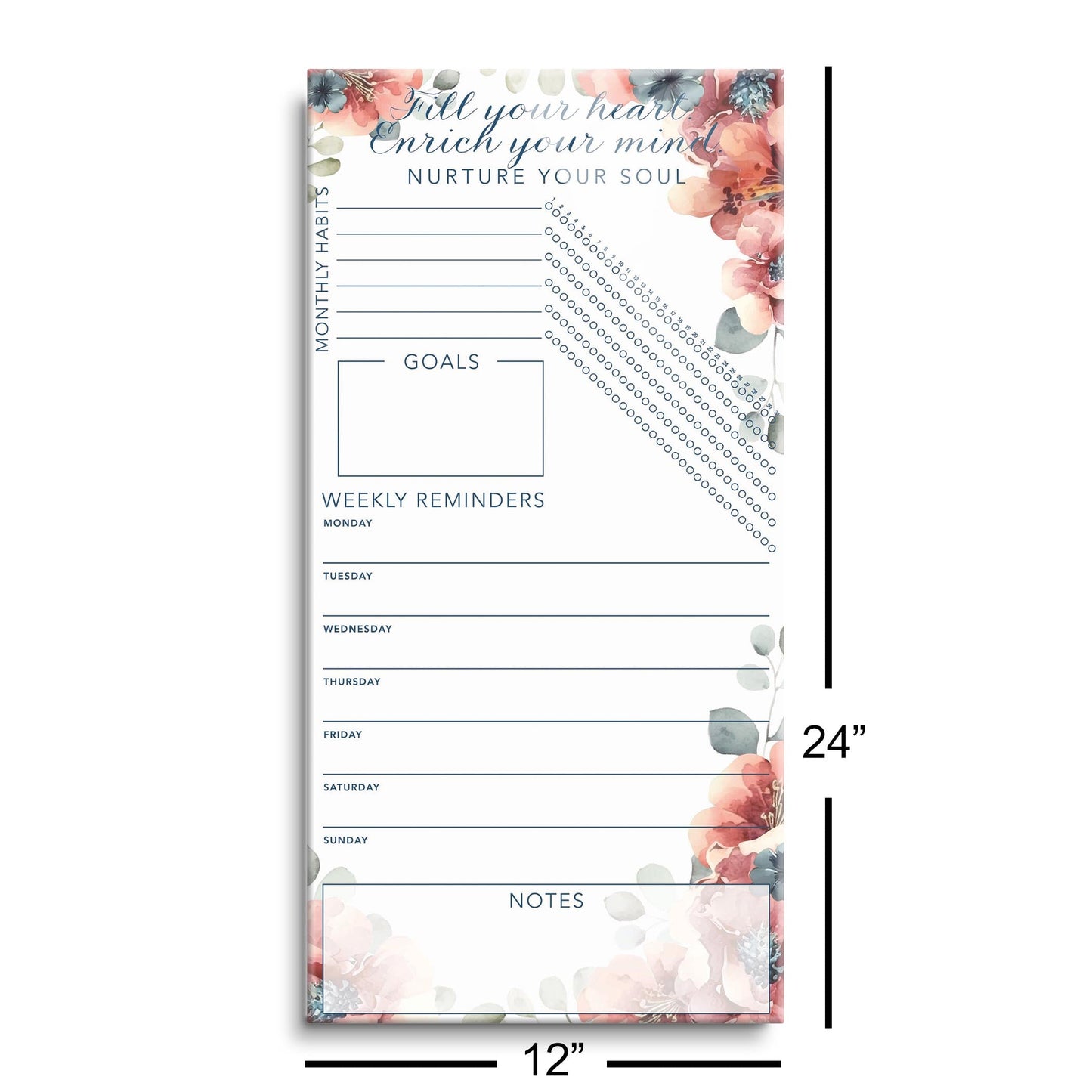 Floral Nurture Your Soul Habit Tracker | 12x24