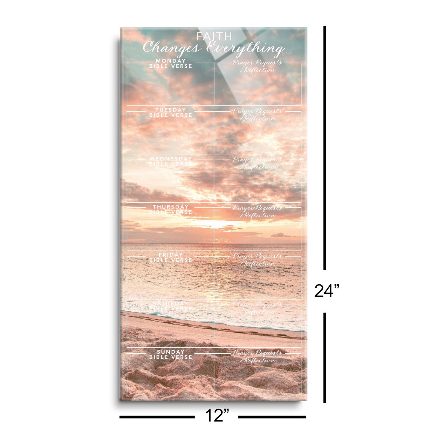 Beach Sunset Faith Changes Everything Prayer Tracker | 12x24