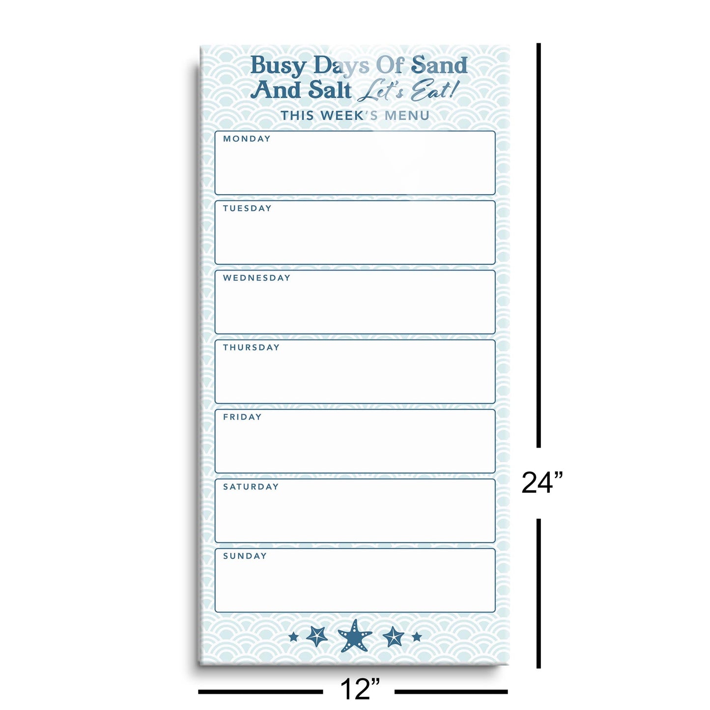 Coastal Sand And Salt Let's Eat Menu Blue | 12x24