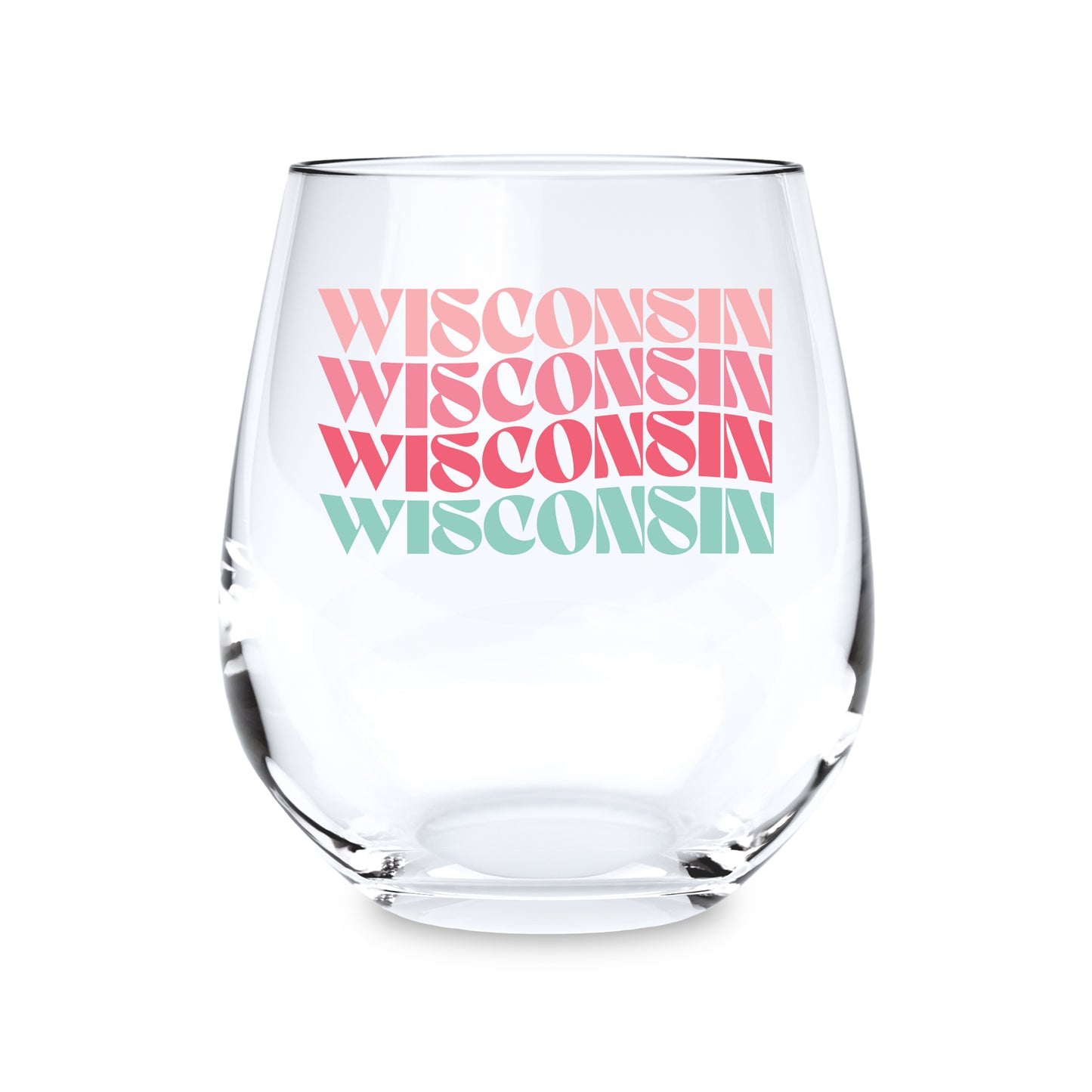 Stemless Wine Glass Retro Wave Wisconsin