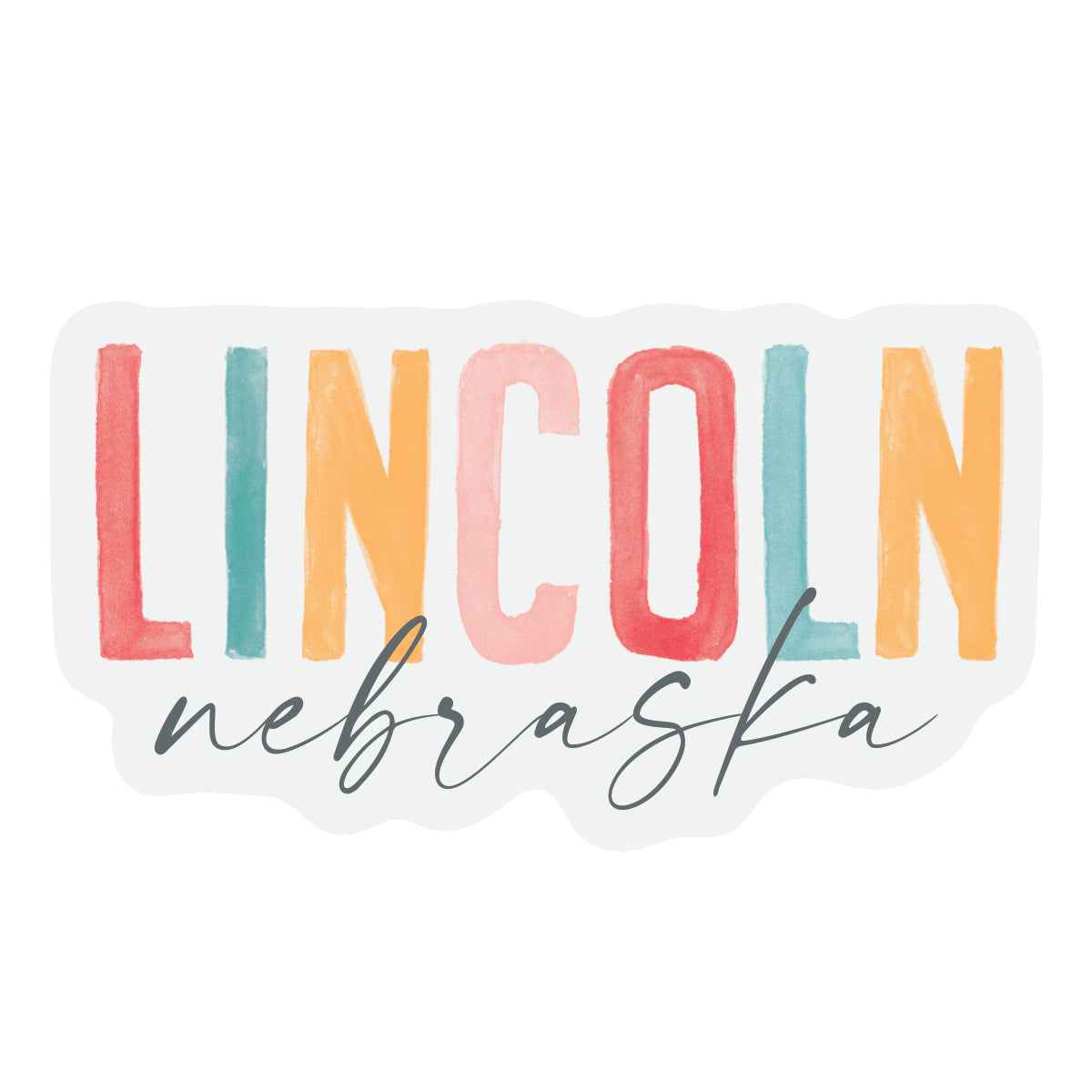 Vinyl Sticker Watercolor City Lincoln NE