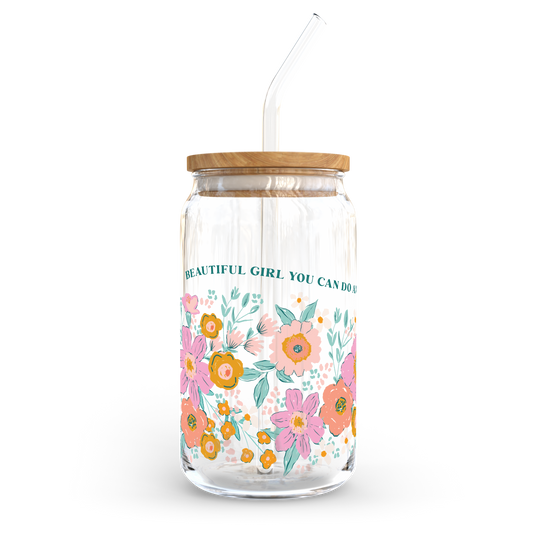 16oz. Glass Cup - Beautiful Girl