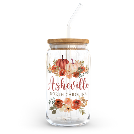 Love+Local 16oz. Glass Tumbler | Fall & Harvest Pumpkins