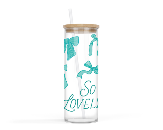 Preppy Bows 24oz. Glass Tumbler | Blue Preppy Bows