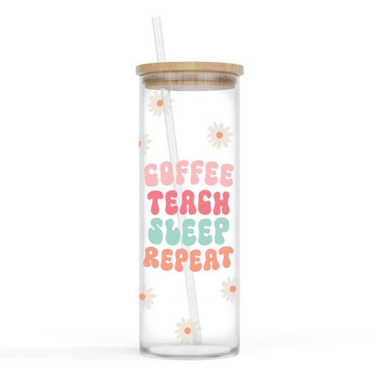 24oz. Glass Cup - Coffee Teach Repeat