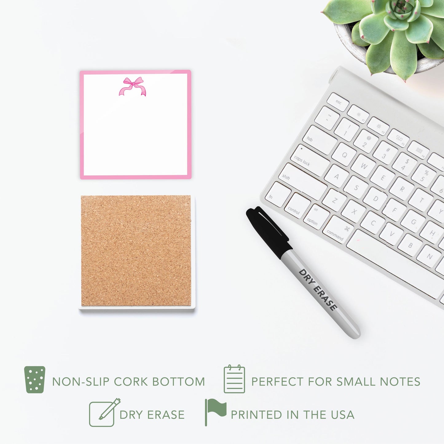 Preppy Bows 4x4 Dry Erase | Pink Bow