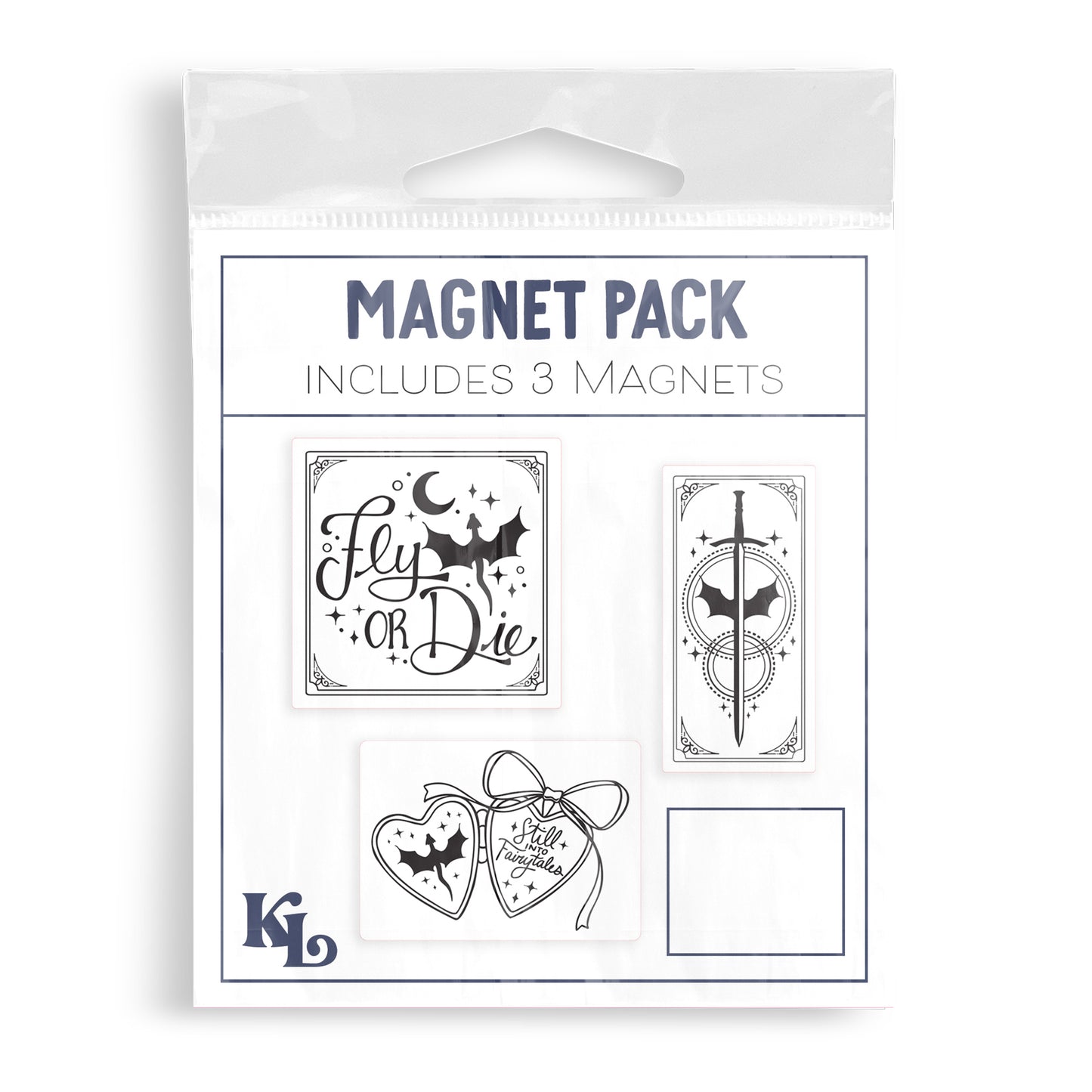 Vinyl Magnet 3-Pack Black & White Fantasy