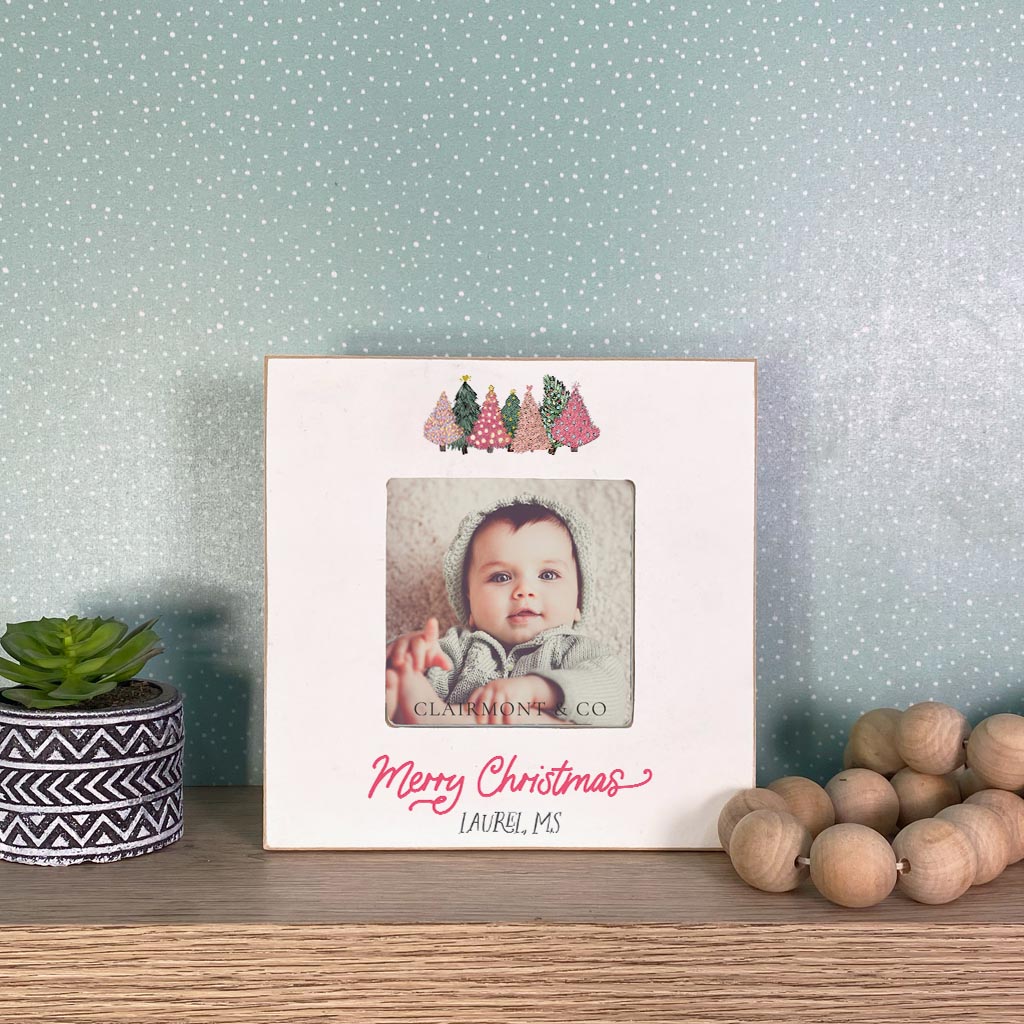 Love+Local 4x4 Picture Frame | Pink Christmas Trees
