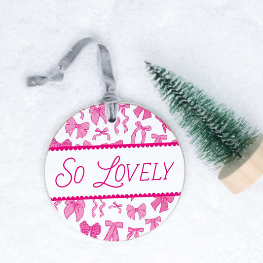 Preppy Bows 4in Round Ornament | Pink Preppy Bows