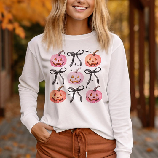 Long Sleeve Tee Pre Pack Halloween Pumpkins & Bows