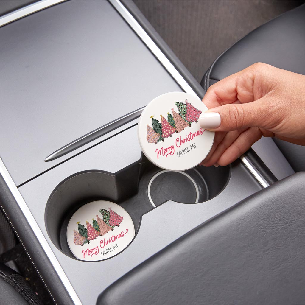 Love+Local Car Coaster Pack | Pink Christmas Trees