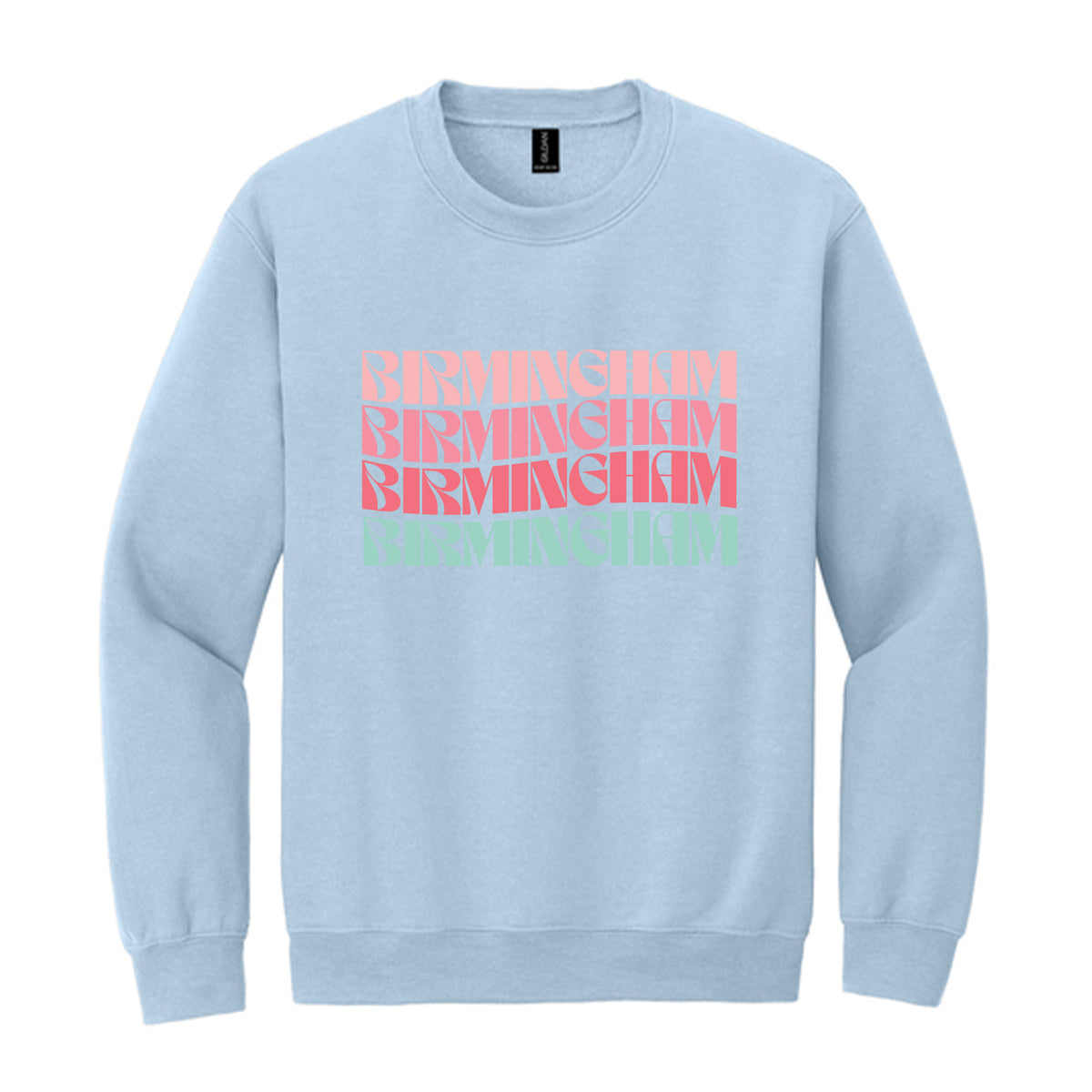 Gildan Sweatshirt Light Blue-Retro Wave | Custom | Personalize