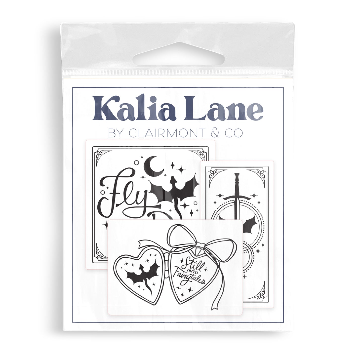 Vinyl Sticker 3-Pack Black & White Fantasy