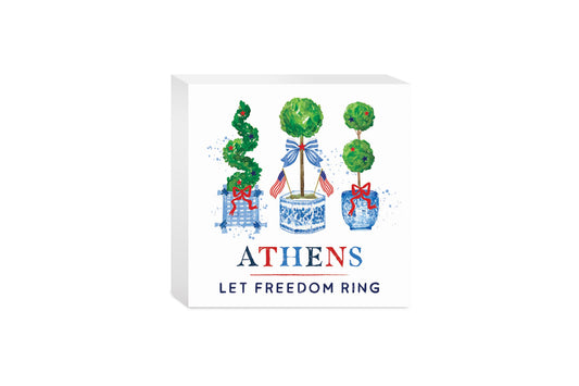 Love+Local 5x5 Wood Block | American Summer Chinoiserie Topiary