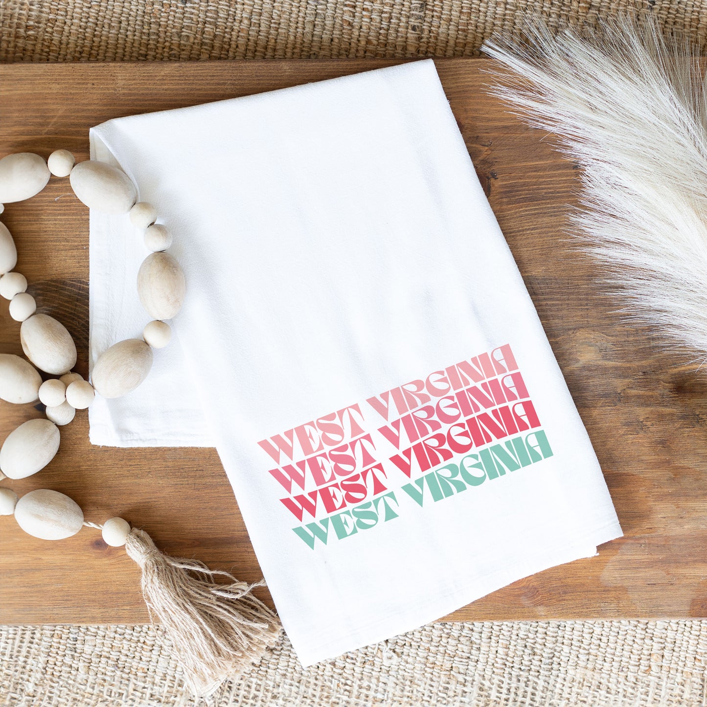Tea Towel Retro Wave West Virginia