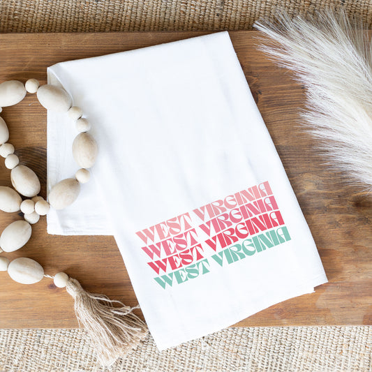 Tea Towel Retro Wave West Virginia