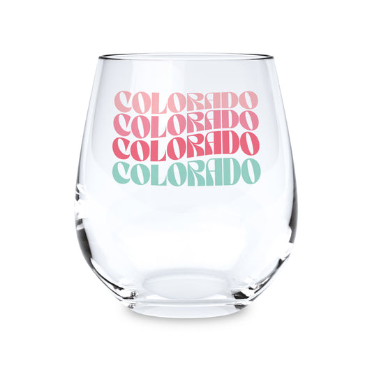 Colorado Stemless Wine Glass Retro Wave