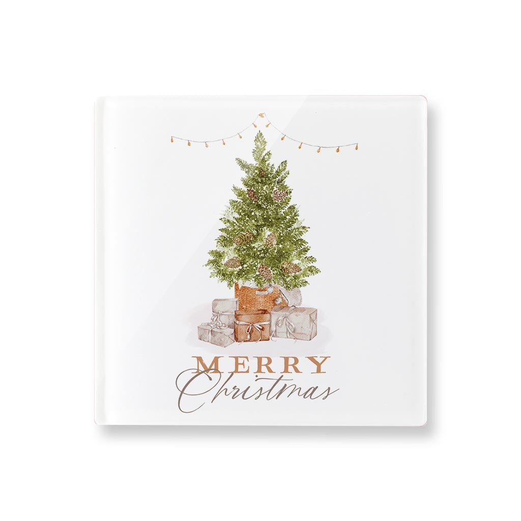 Acrylic Coaster-Cottage Tree Merry Christmas -0