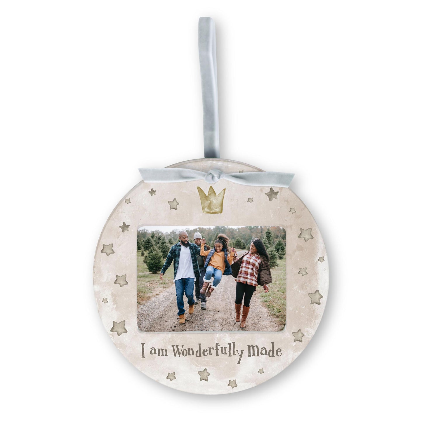 6" Round Ornament Frame-I Am Wonderfully Made Painted Background