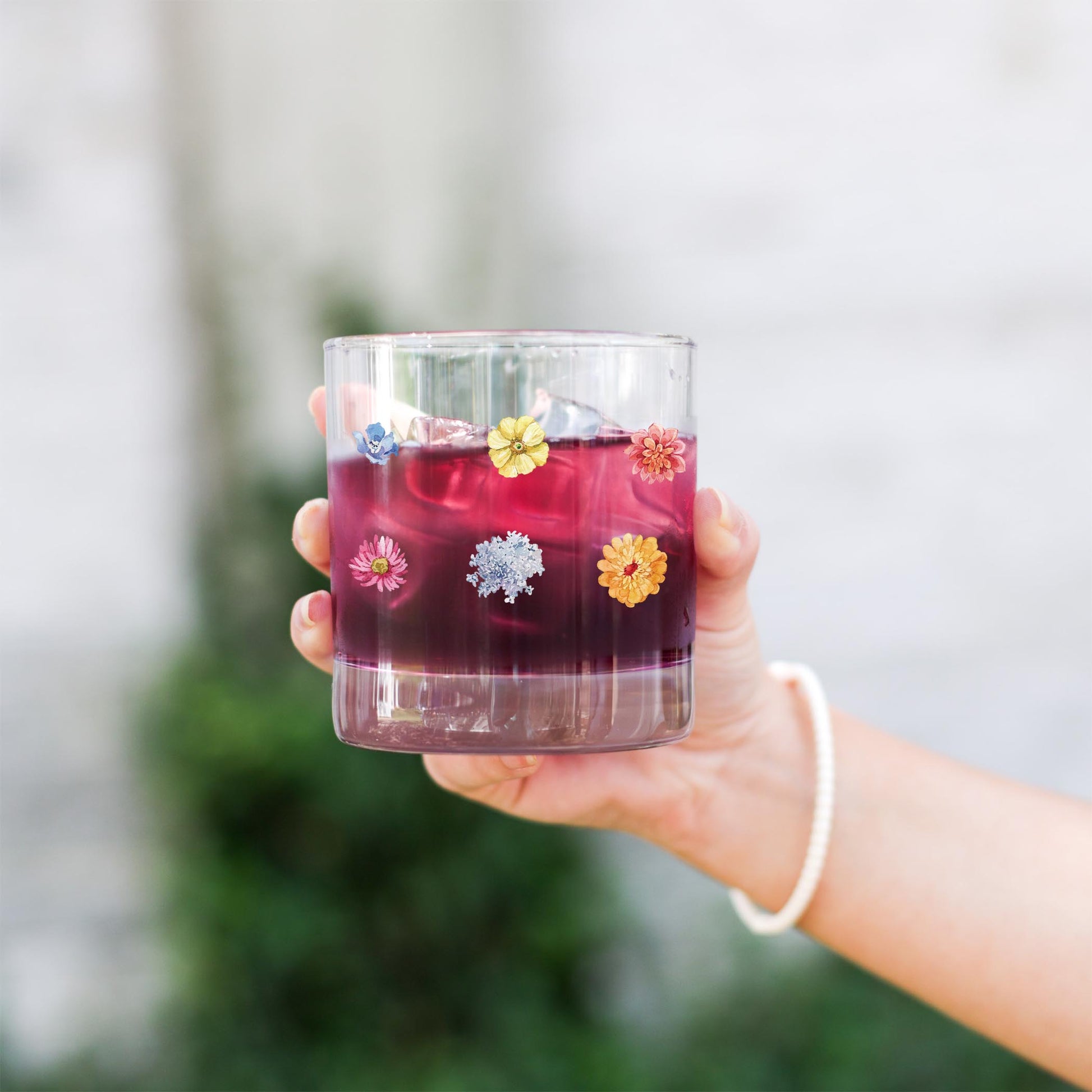 11oz Bourbon Glass-Fantasy Garden Flowers -2