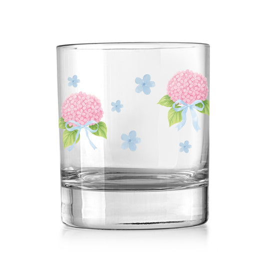 11oz Bourbon Glass-Hydrangea Cottage -0