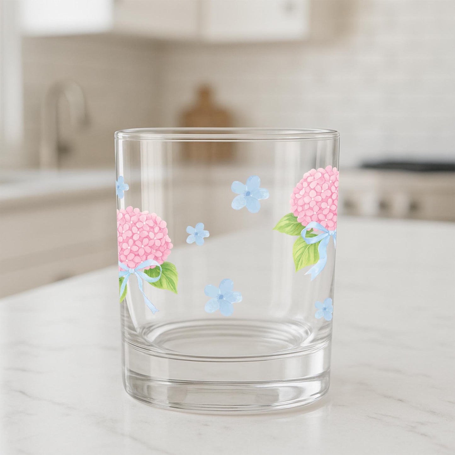 11oz Bourbon Glass-Hydrangea Cottage -1