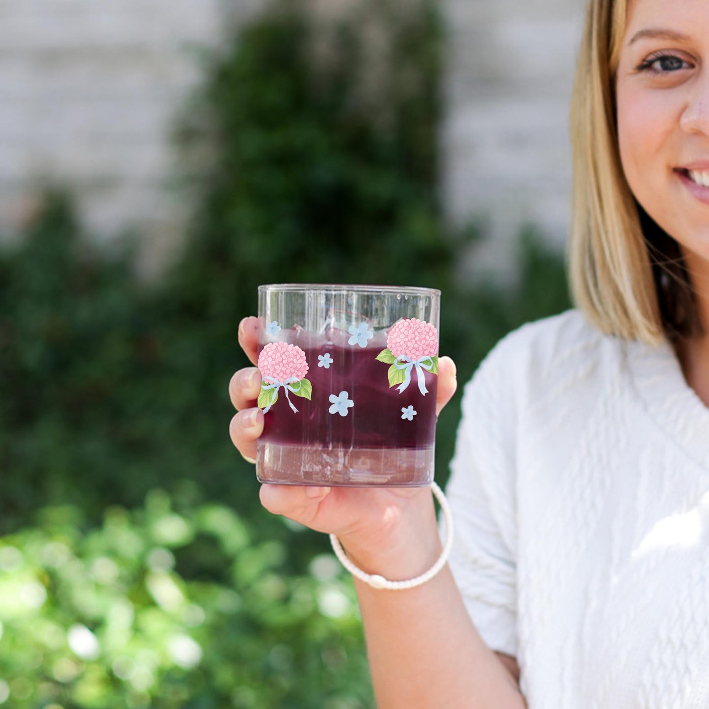 11oz Bourbon Glass-Hydrangea Cottage -2
