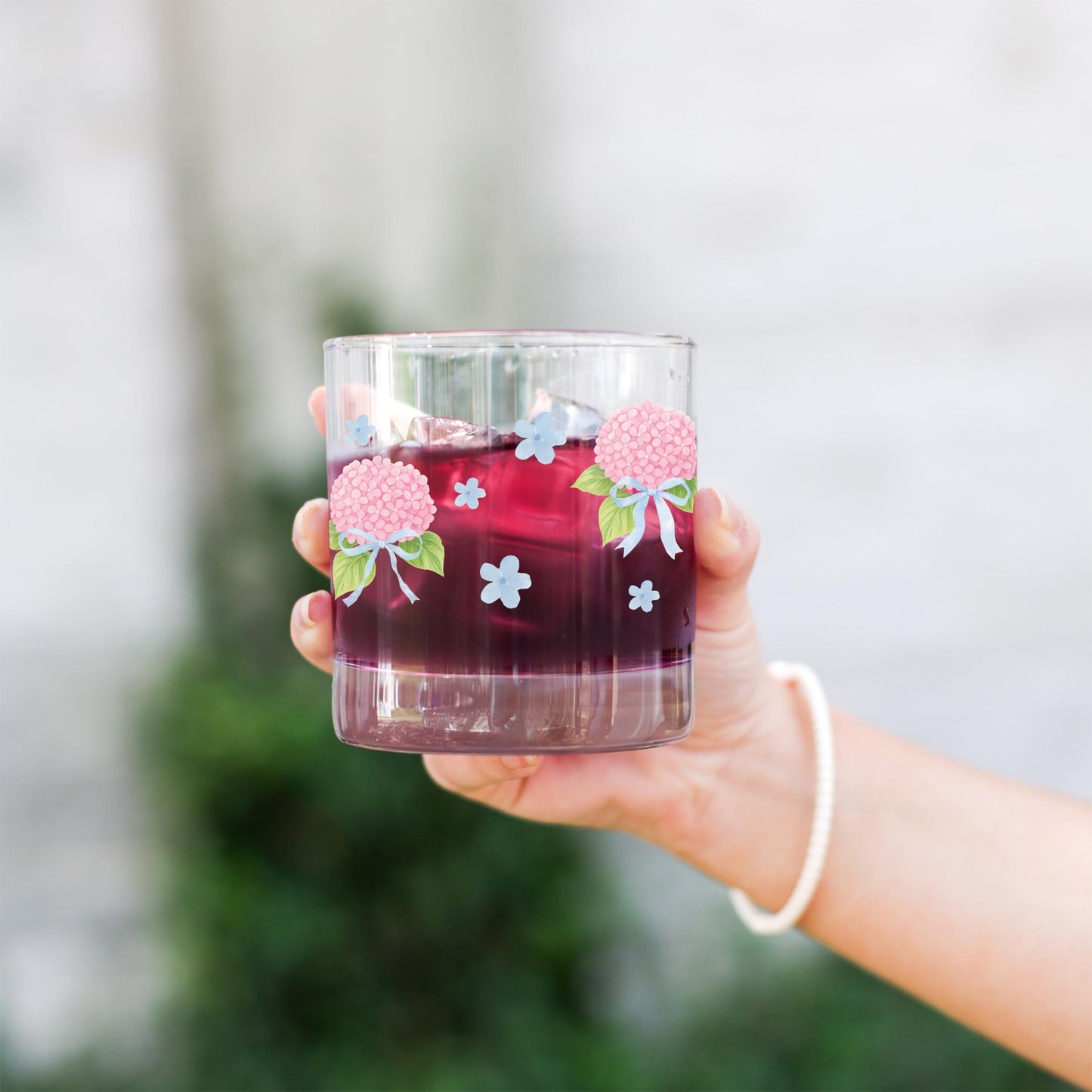 11oz Bourbon Glass-Hydrangea Cottage -3