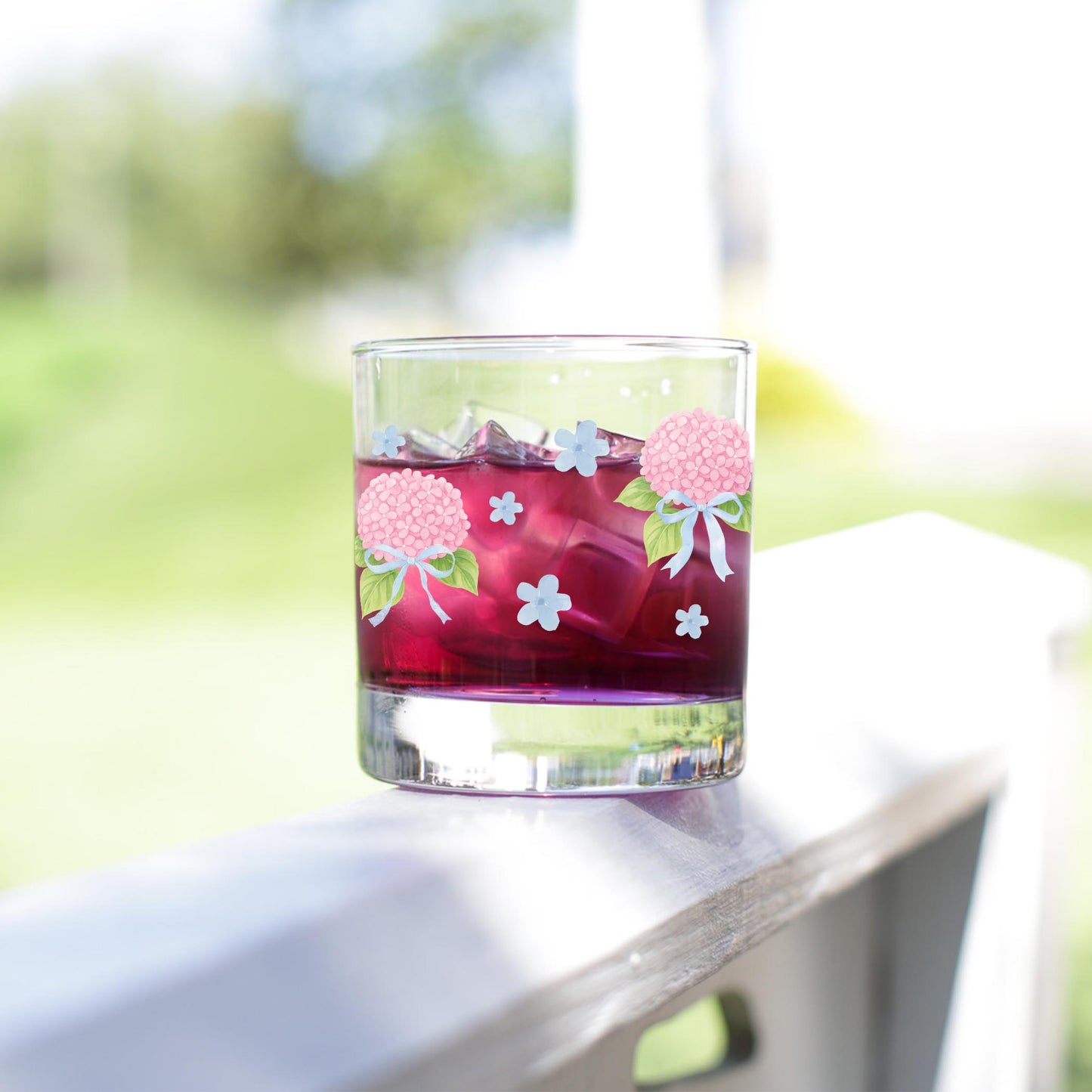 11oz Bourbon Glass-Hydrangea Cottage -4