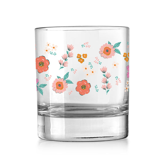 11oz Bourbon Glass-Kalia Floral Pattern