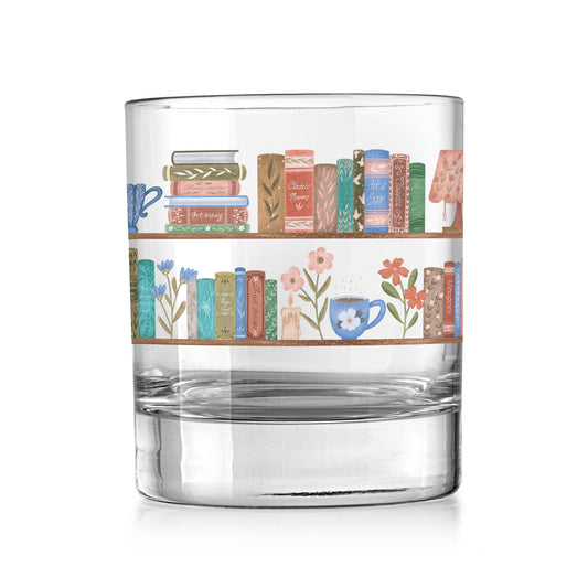 11oz Bourbon Glass-Pretty Little Chapters Book Shelves -0