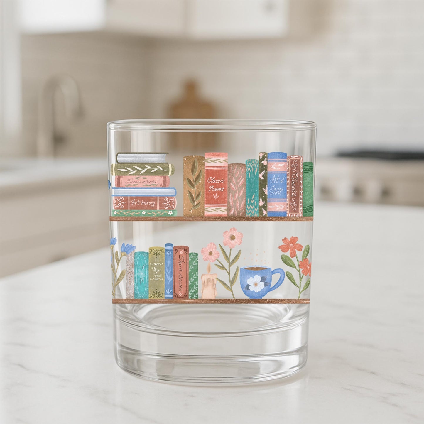 11oz Bourbon Glass-Pretty Little Chapters Book Shelves -1
