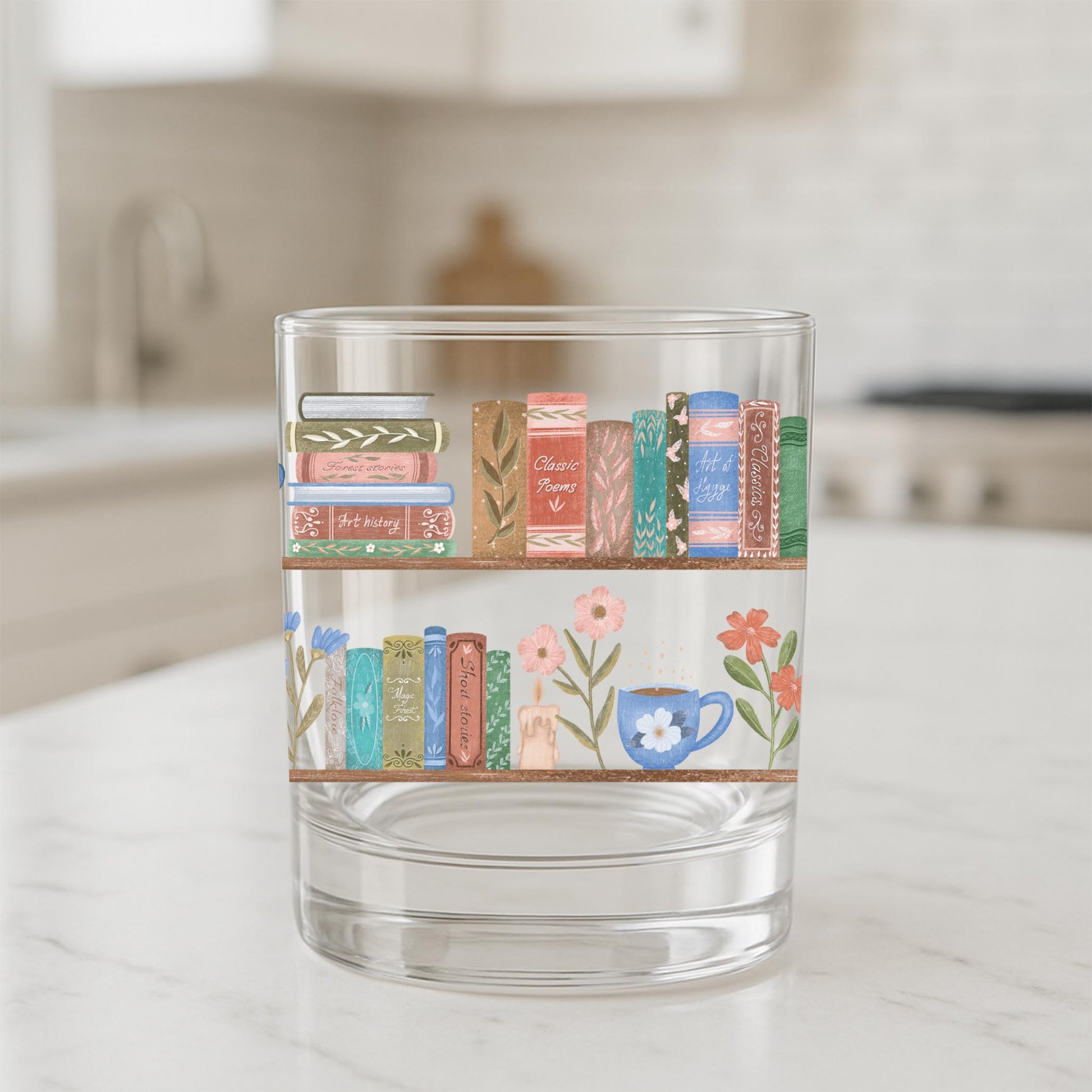 11oz Bourbon Glass-Pretty Little Chapters Book Shelves -1