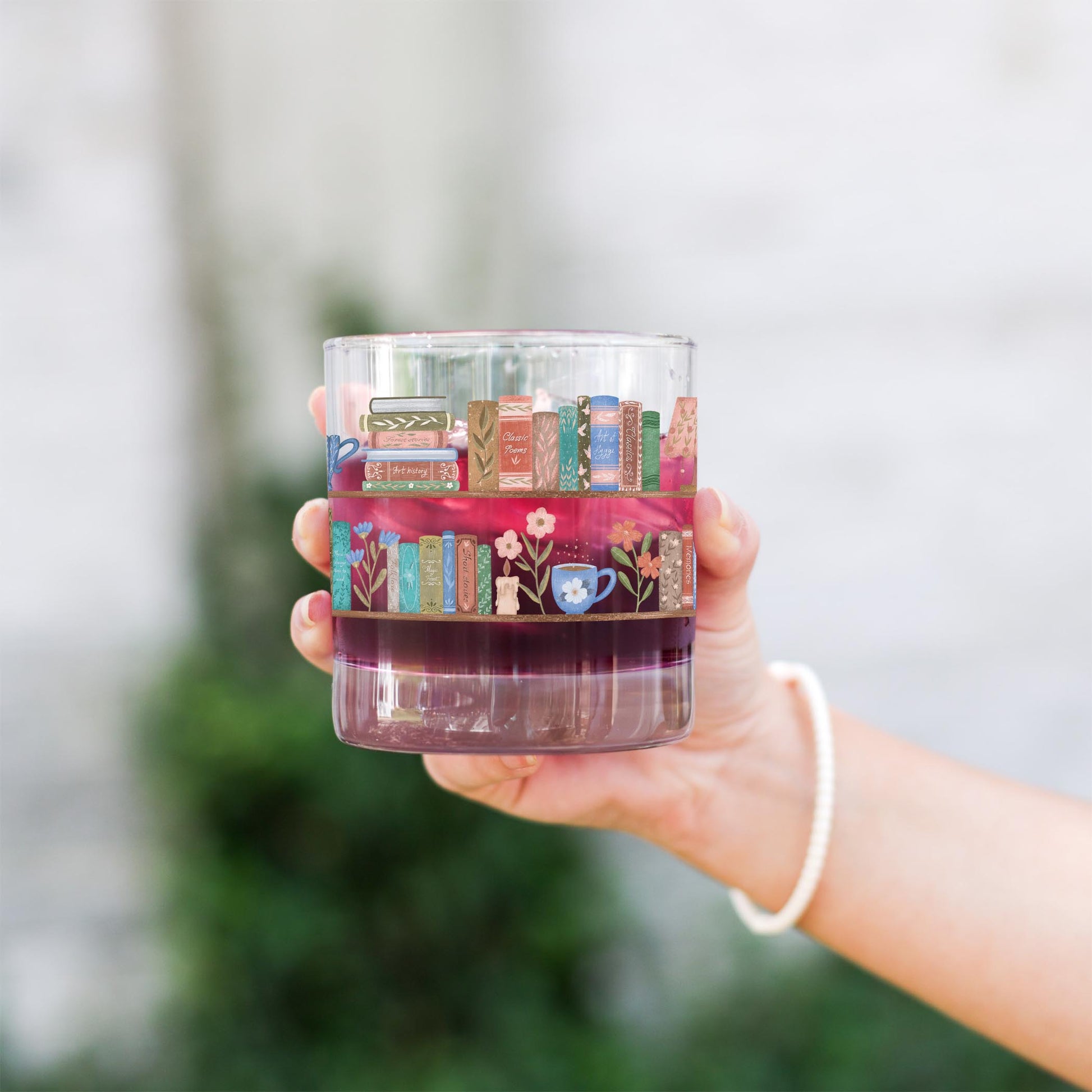 11oz Bourbon Glass-Pretty Little Chapters Book Shelves -3