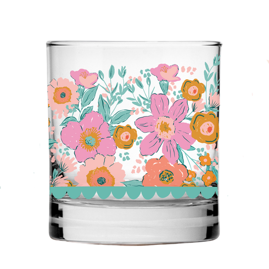 11oz Rocks Glass - Kalia Floral Wrap