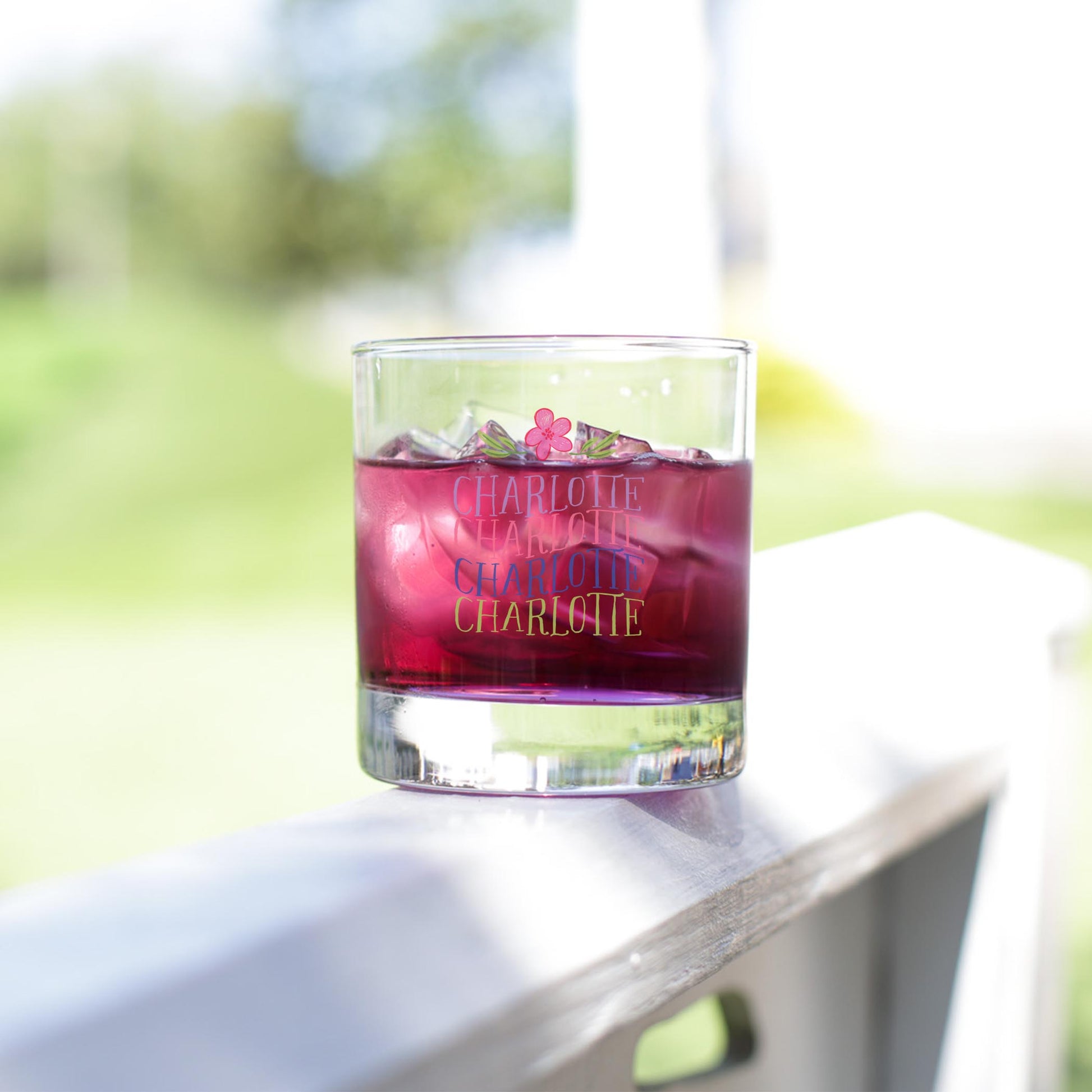 11oz Bourbon Glass-Flower Wave City & State -3