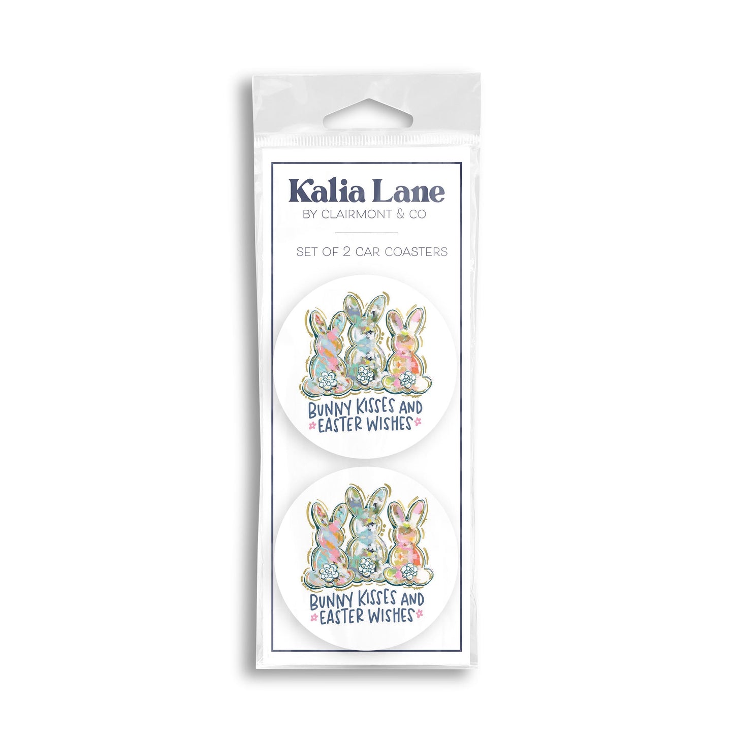 Car Coaster 2-Pack Kalia Lane-Bunny Kisses & Easter Wishes