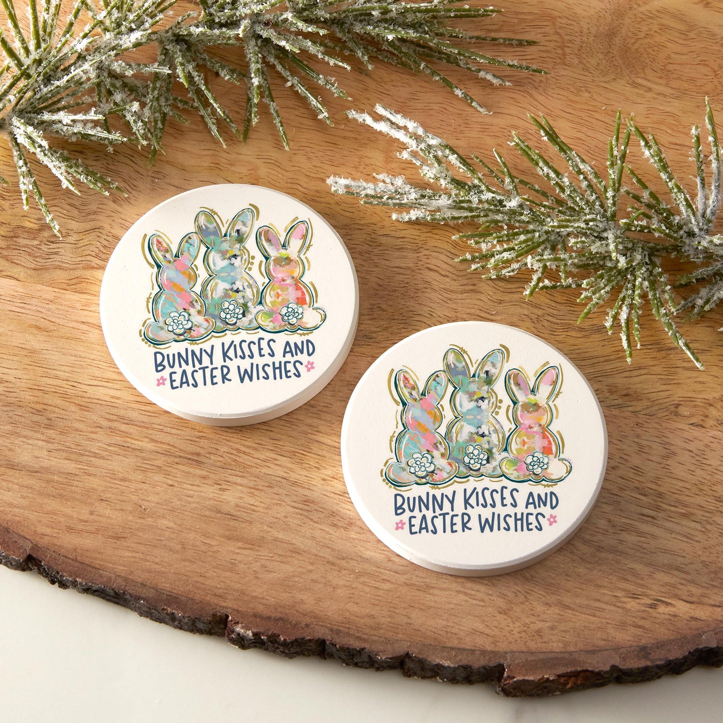 Car Coaster 2-Pack Kalia Lane-Bunny Kisses & Easter Wishes