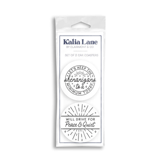 Car Coaster 2-Pack Kalia Lane-Shenanigans & Peace & Quiet -0