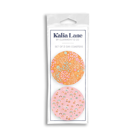 Car Coaster 2-Pack Kalia Lane-Bright Whimsical Patterns -0