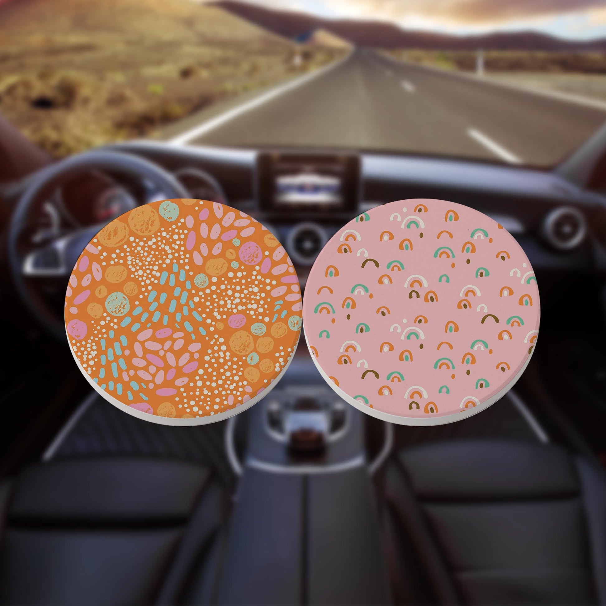 Car Coaster 2-Pack Kalia Lane-Bright Whimsical Patterns -8