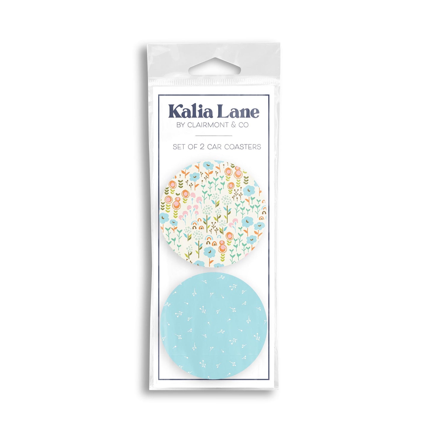 Car Coaster 2-Pack Kalia Lane-Blue Whimsical Patterns -0