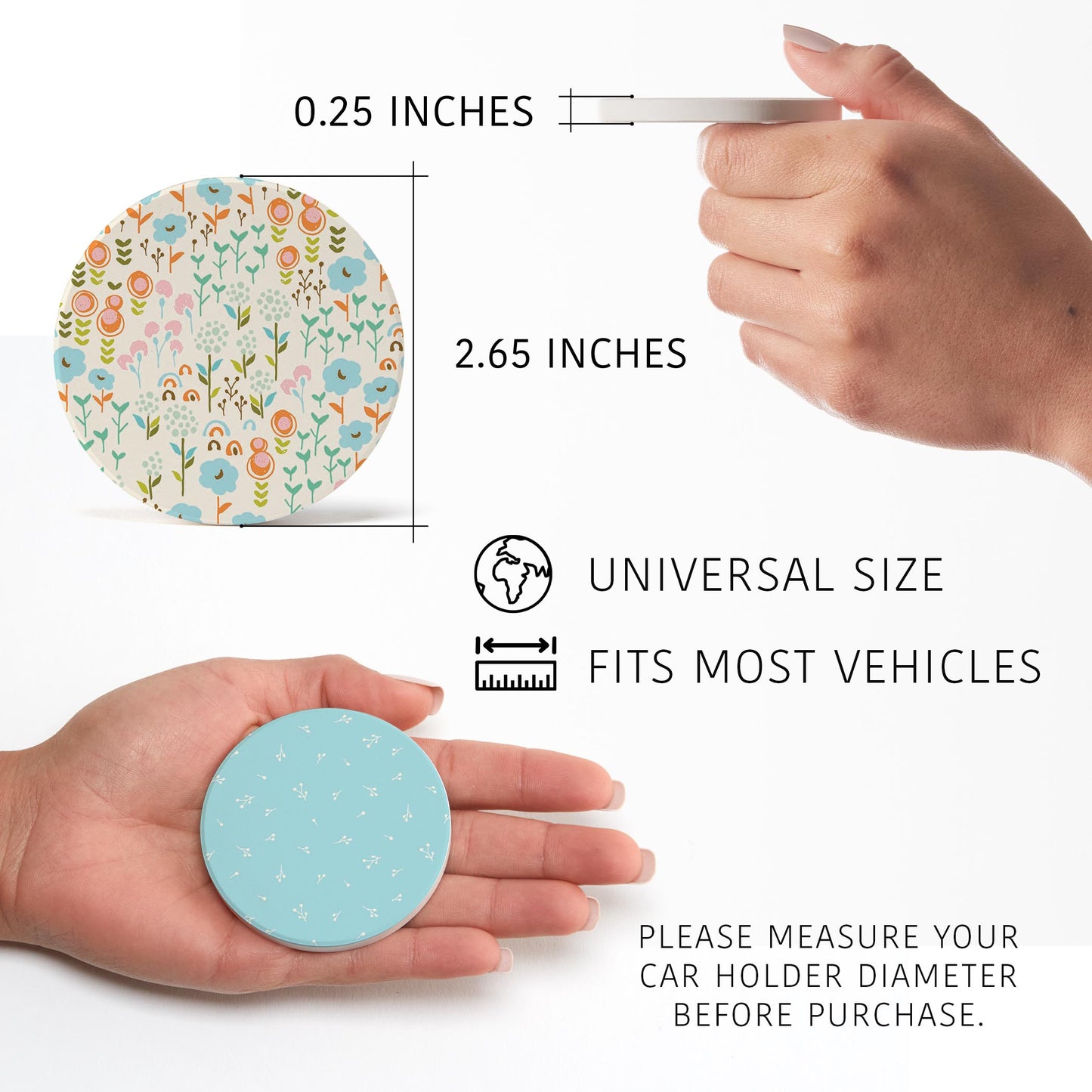 Car Coaster 2-Pack Kalia Lane-Blue Whimsical Patterns -5