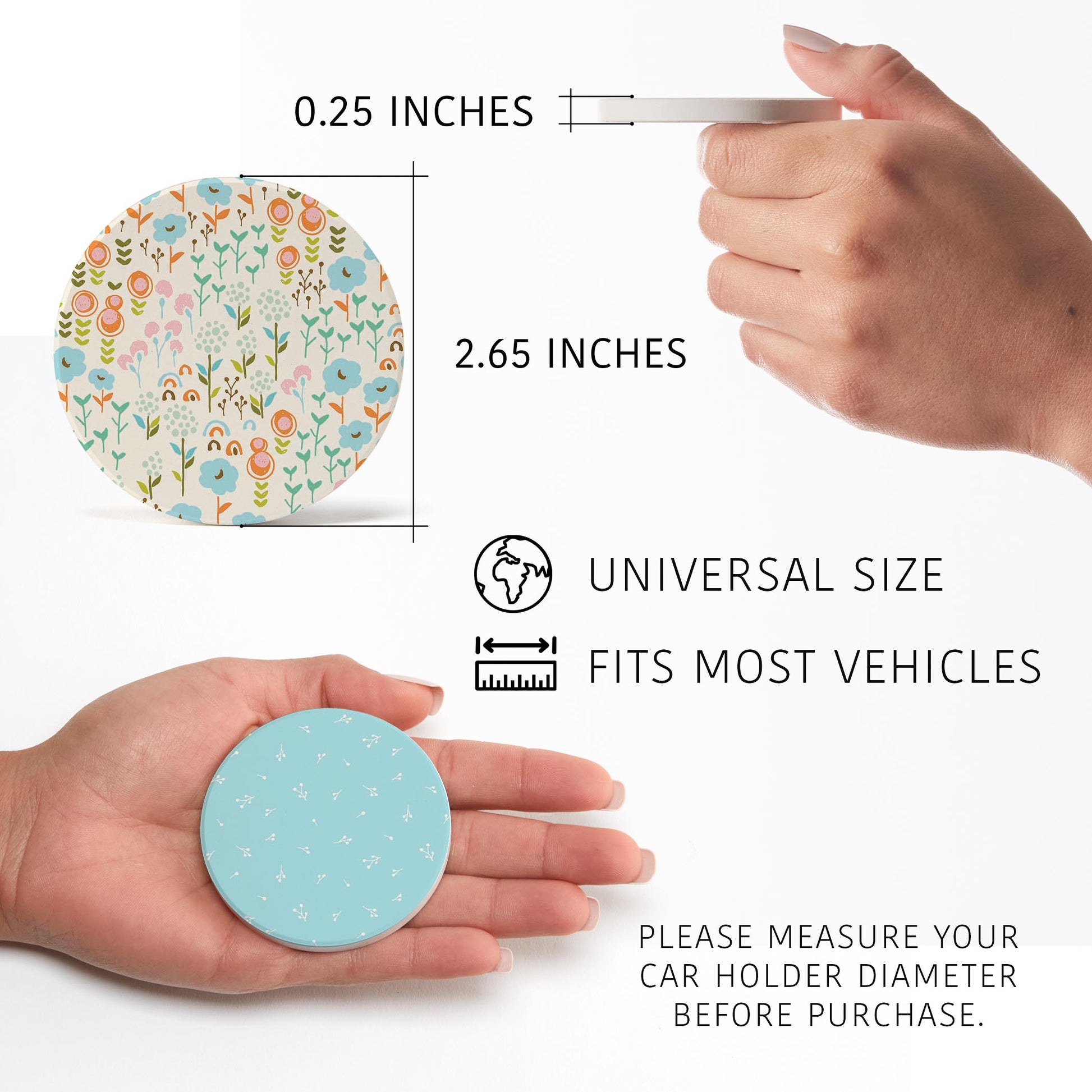 Car Coaster 2-Pack Kalia Lane-Blue Whimsical Patterns -5