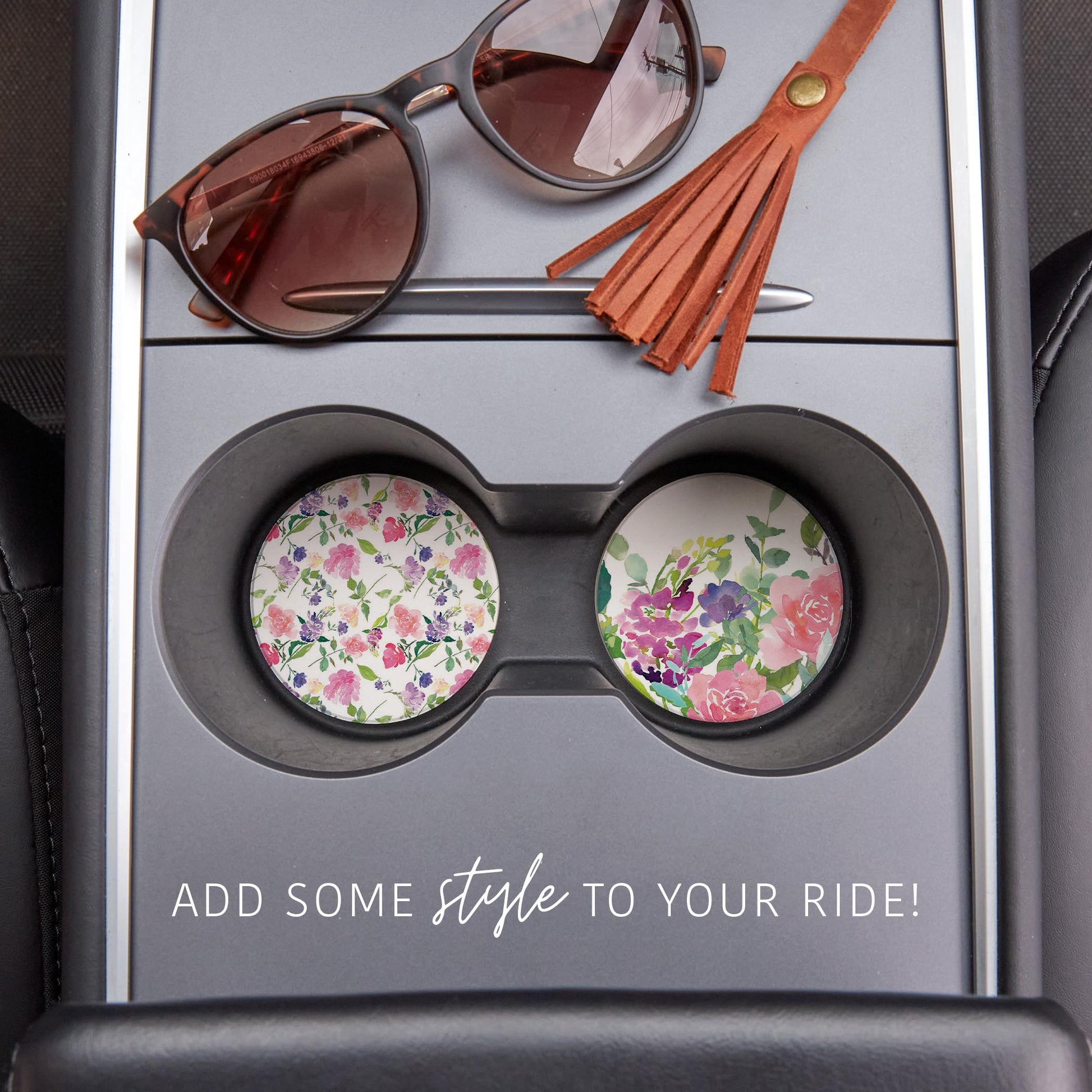 Car Coaster 2-Pack Kalia Lane-Floral Watercolor Patterns 1 -1