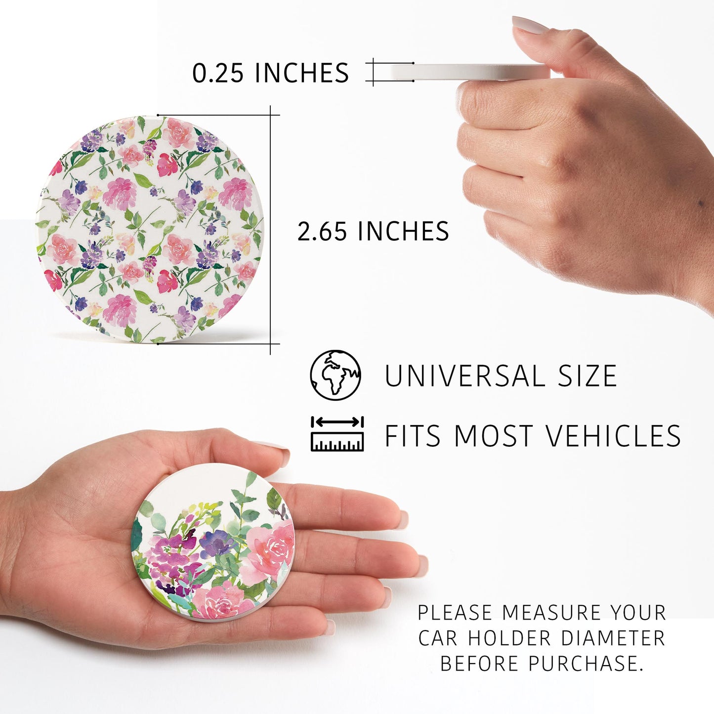 Car Coaster 2-Pack Kalia Lane-Floral Watercolor Patterns 1 -5