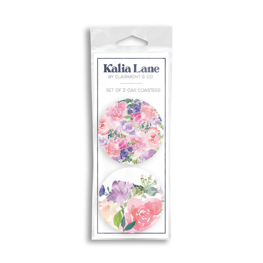 Car Coaster 2-Pack Kalia Lane-Floral Watercolor Patterns 2 -0
