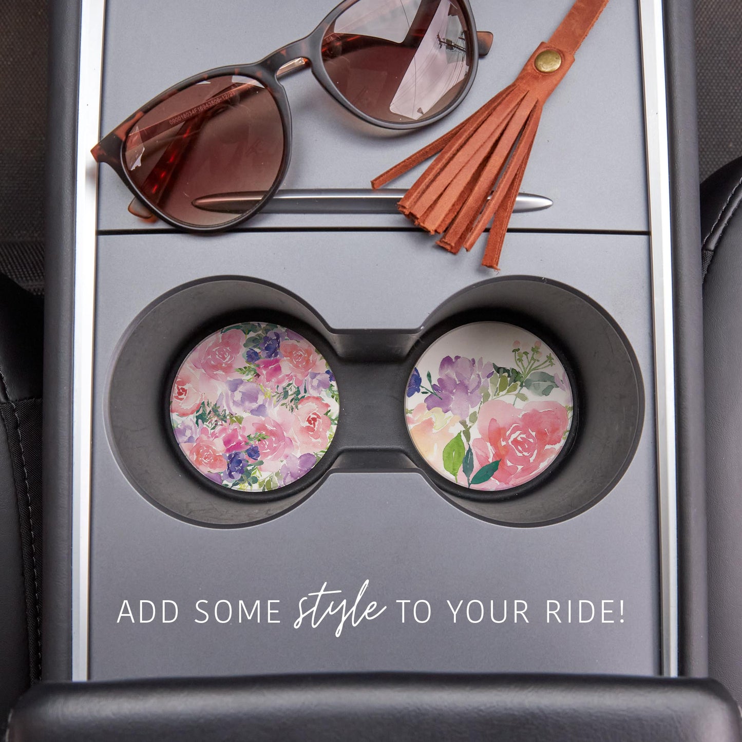Car Coaster 2-Pack Kalia Lane-Floral Watercolor Patterns 2 -1